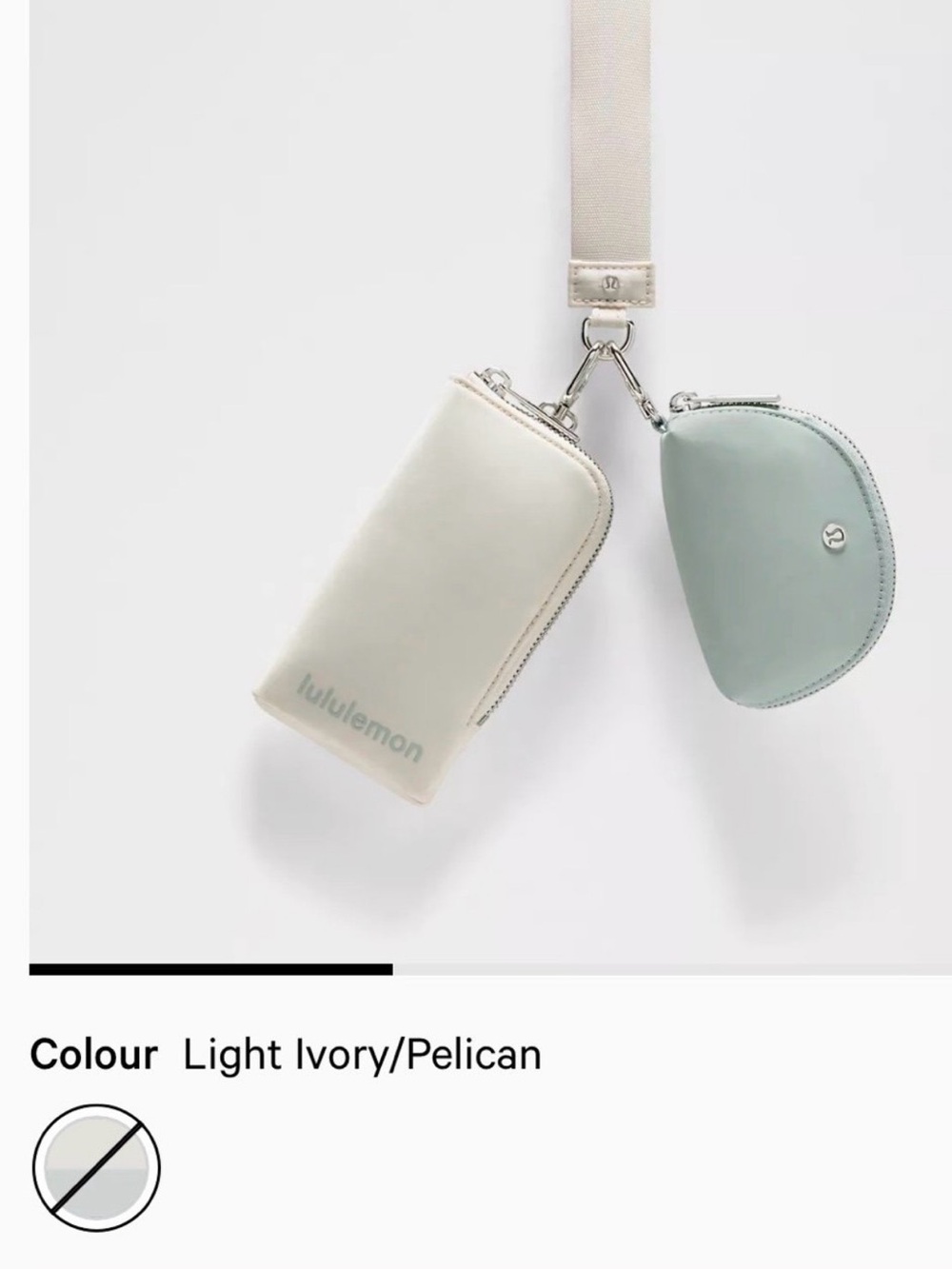 BNWT lululemon cream and mint detachable dual pouch wristlet set
